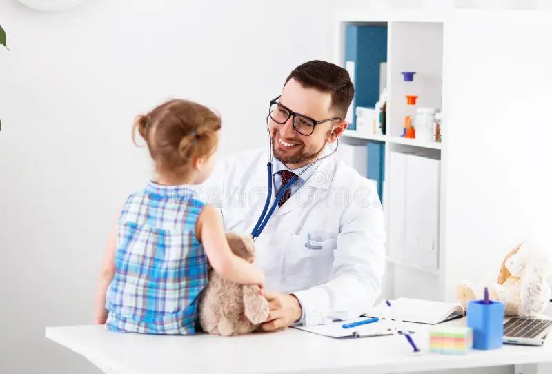 Doctor caring for a young patient